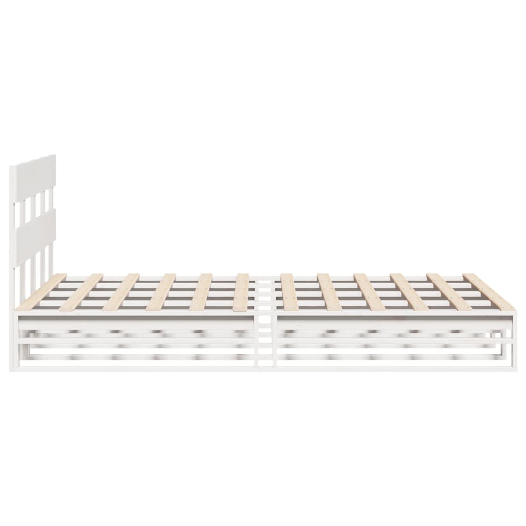Cadre de lit sans matelas blanc 150x200 cm bois de pin massif - XIOS