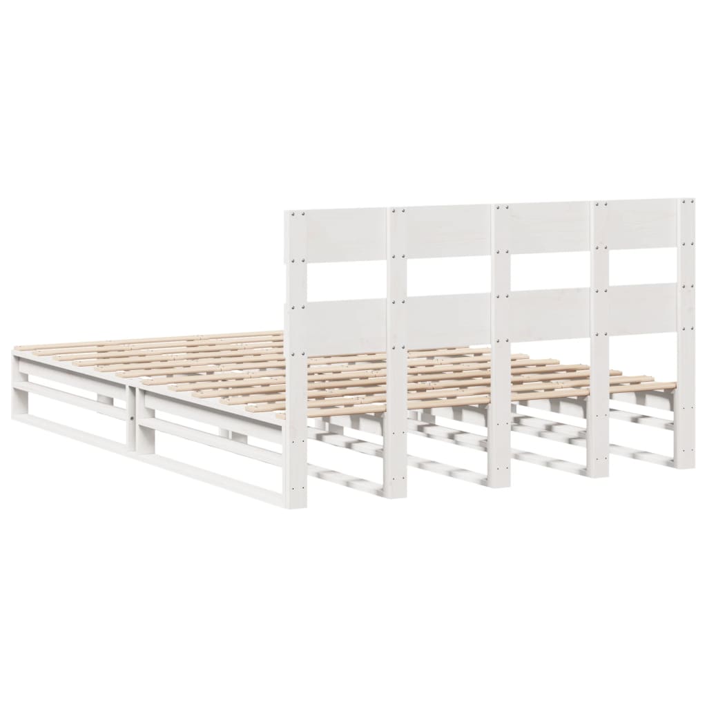 Cadre de lit sans matelas blanc 150x200 cm bois de pin massif - XIOS