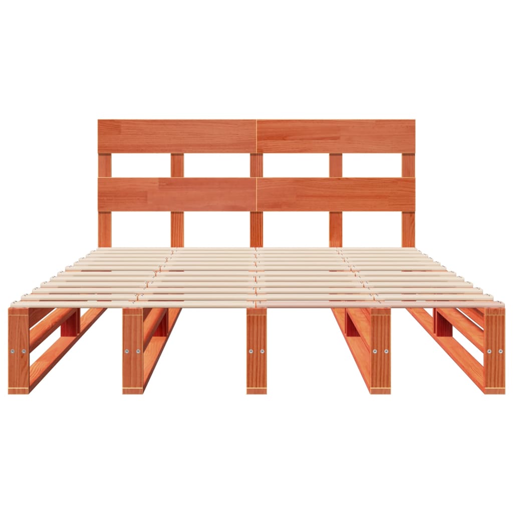 Cadre de lit sans matelas cire marron 150x200cm bois pin massif - XIOS