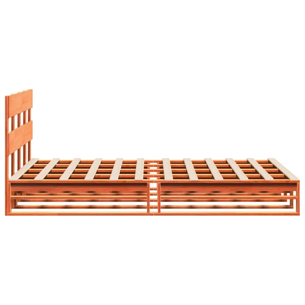 Cadre de lit sans matelas cire marron 150x200cm bois pin massif - XIOS