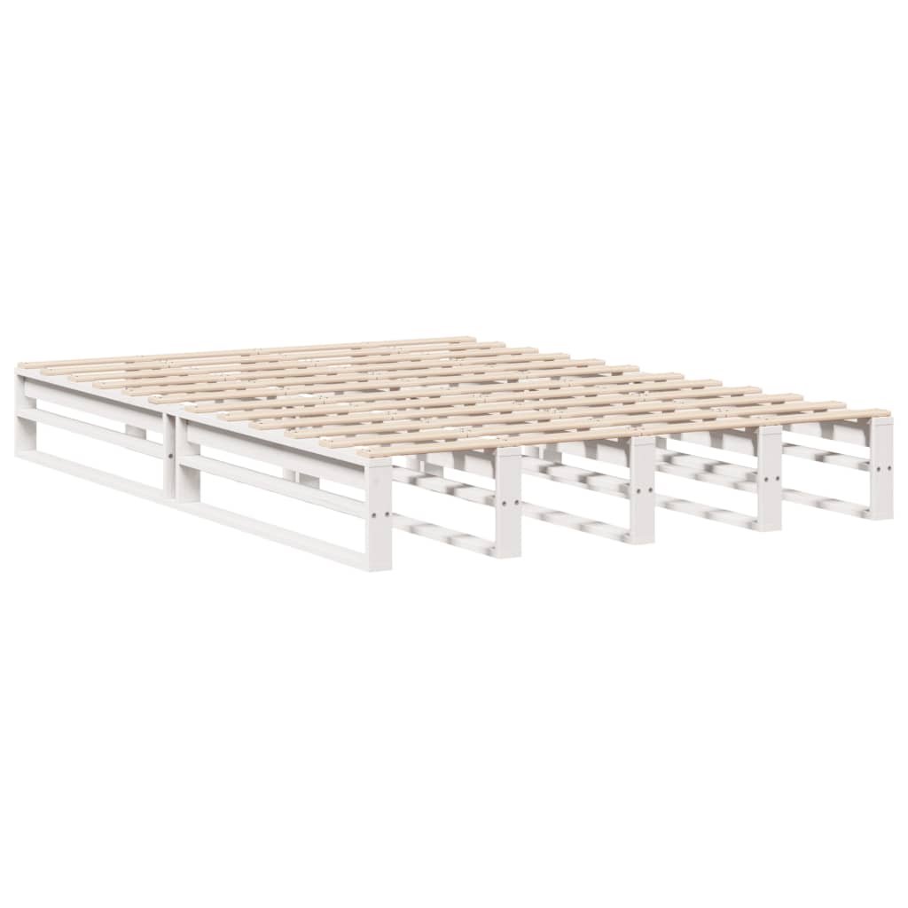 Cadre de lit sans matelas blanc 160x200 cm bois de pin massif - XIOS