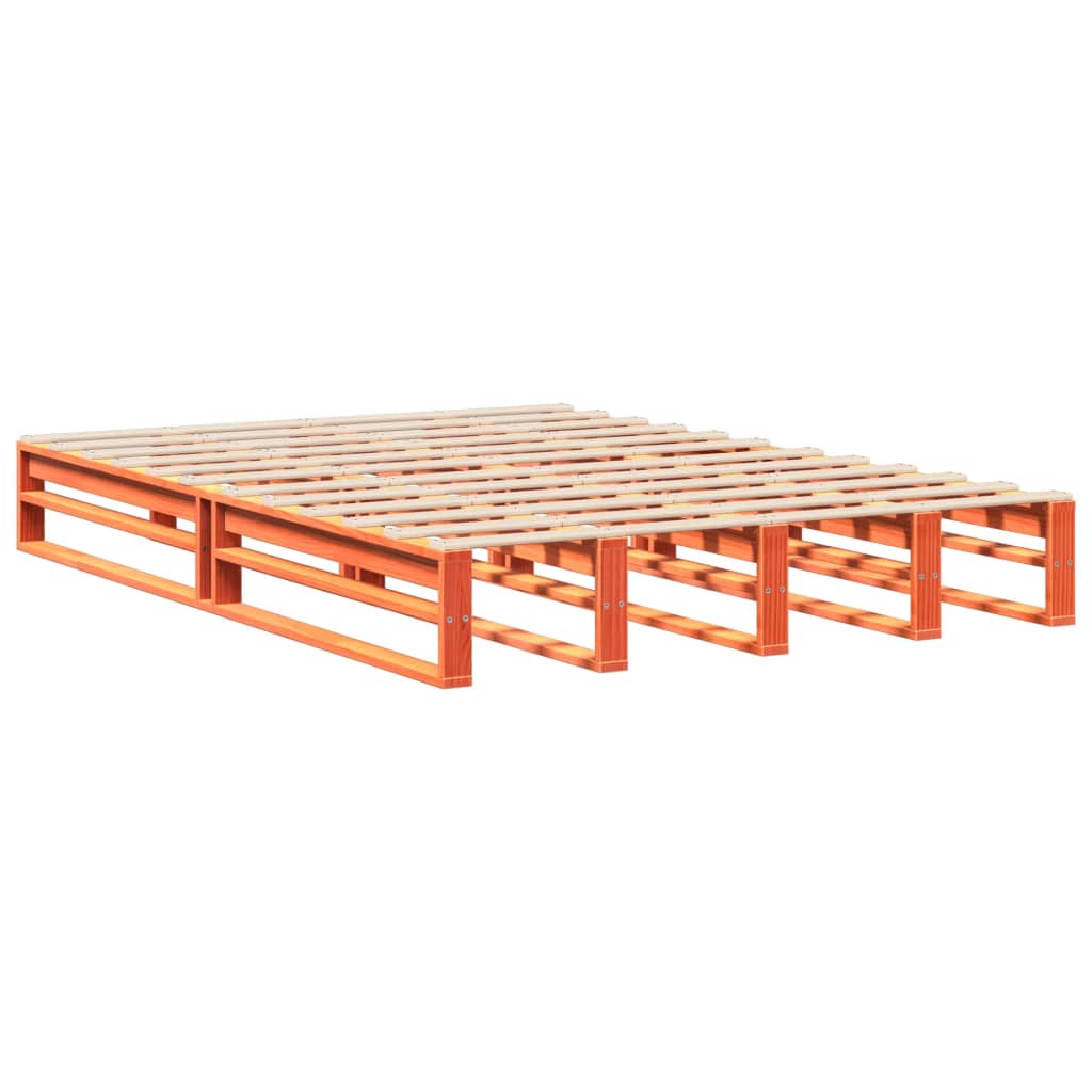 Cadre de lit sans matelas cire marron 160x200cm bois pin massif - XIOS