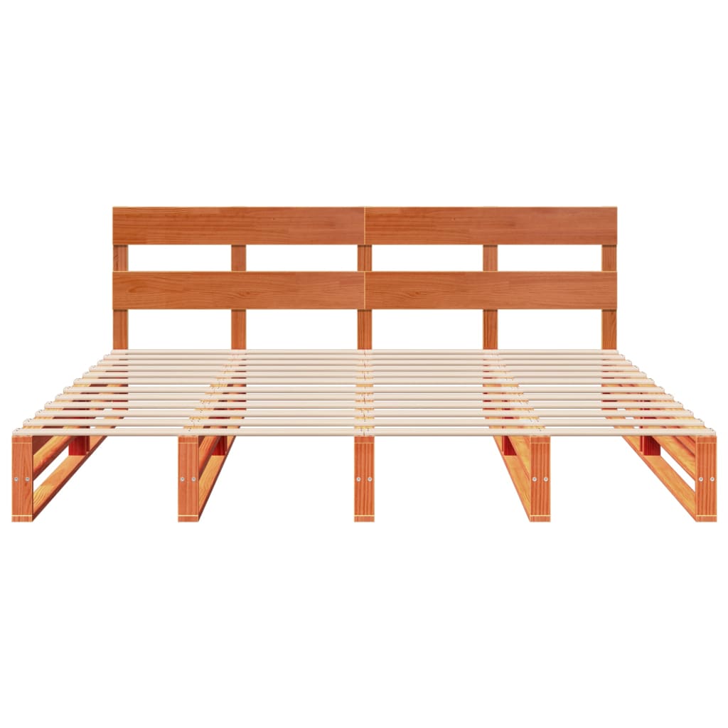 Cadre de lit sans matelas cire marron 180x200cm bois pin massif - XIOS