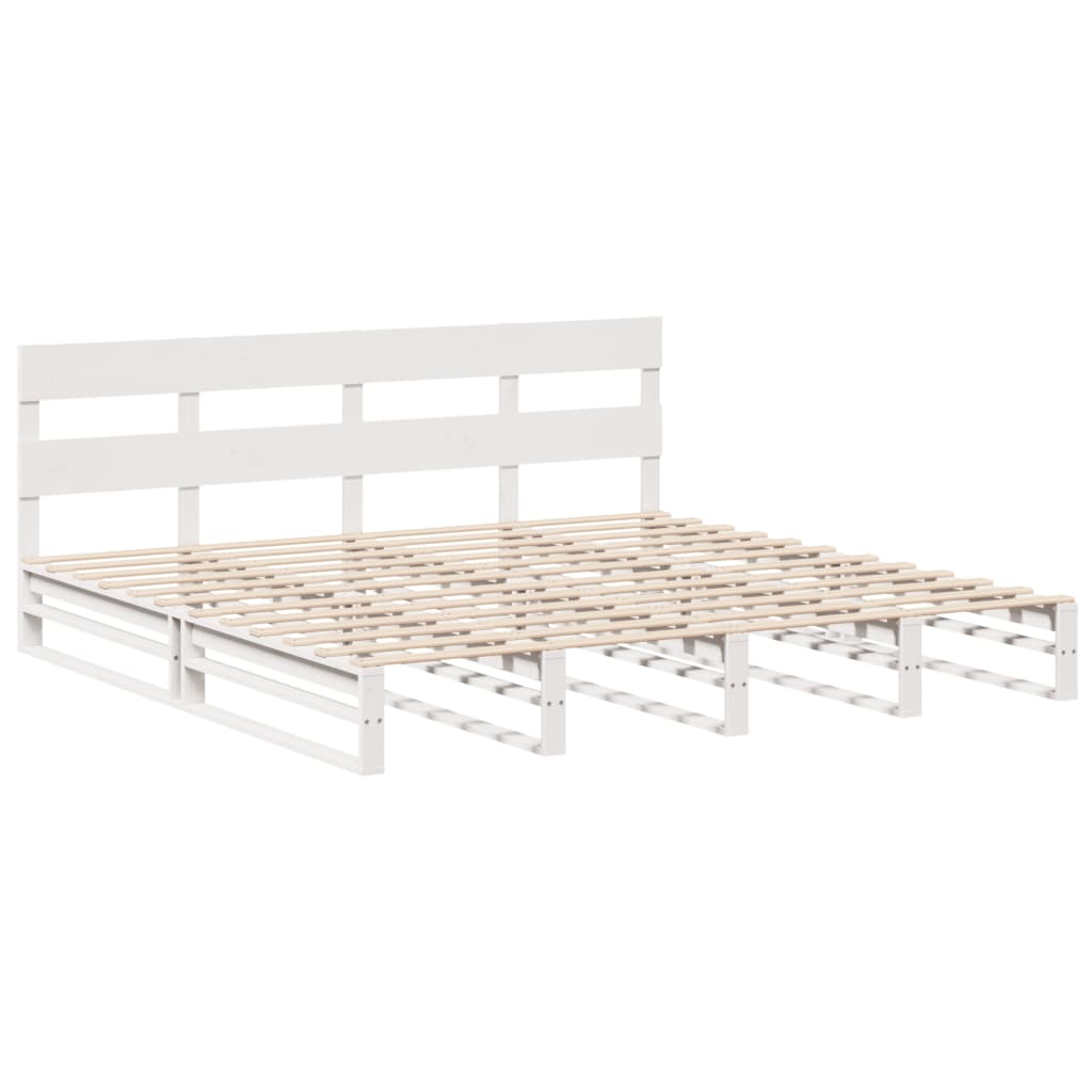 Cadre de lit sans matelas blanc 200x200 cm bois massif de pin - XIOS