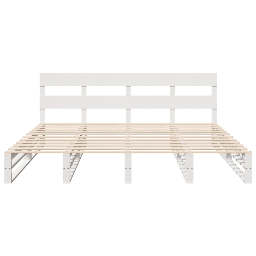 Cadre de lit sans matelas blanc 200x200 cm bois massif de pin - XIOS