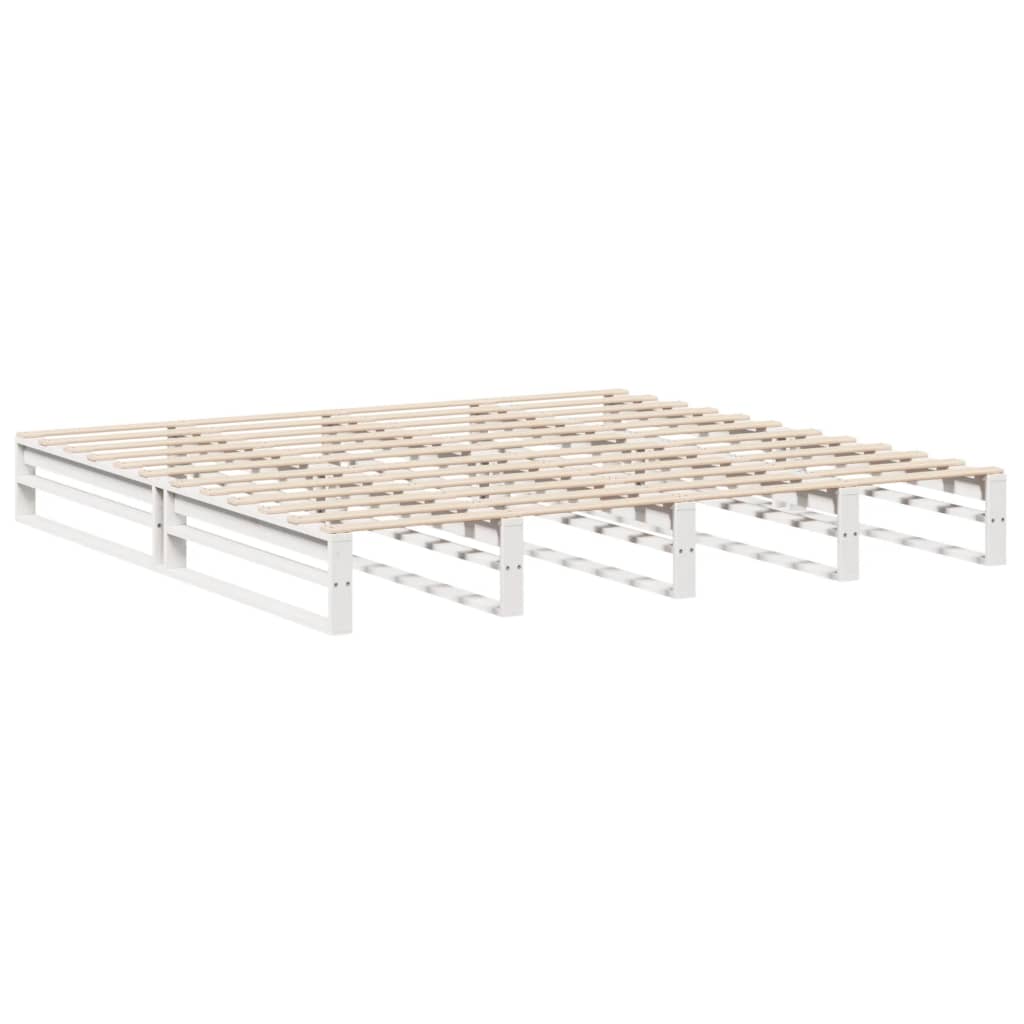 Cadre de lit sans matelas blanc 200x200 cm bois massif de pin - XIOS