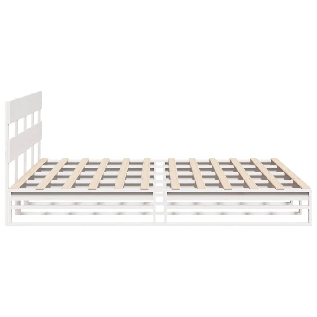 Cadre de lit sans matelas blanc 200x200 cm bois massif de pin - XIOS