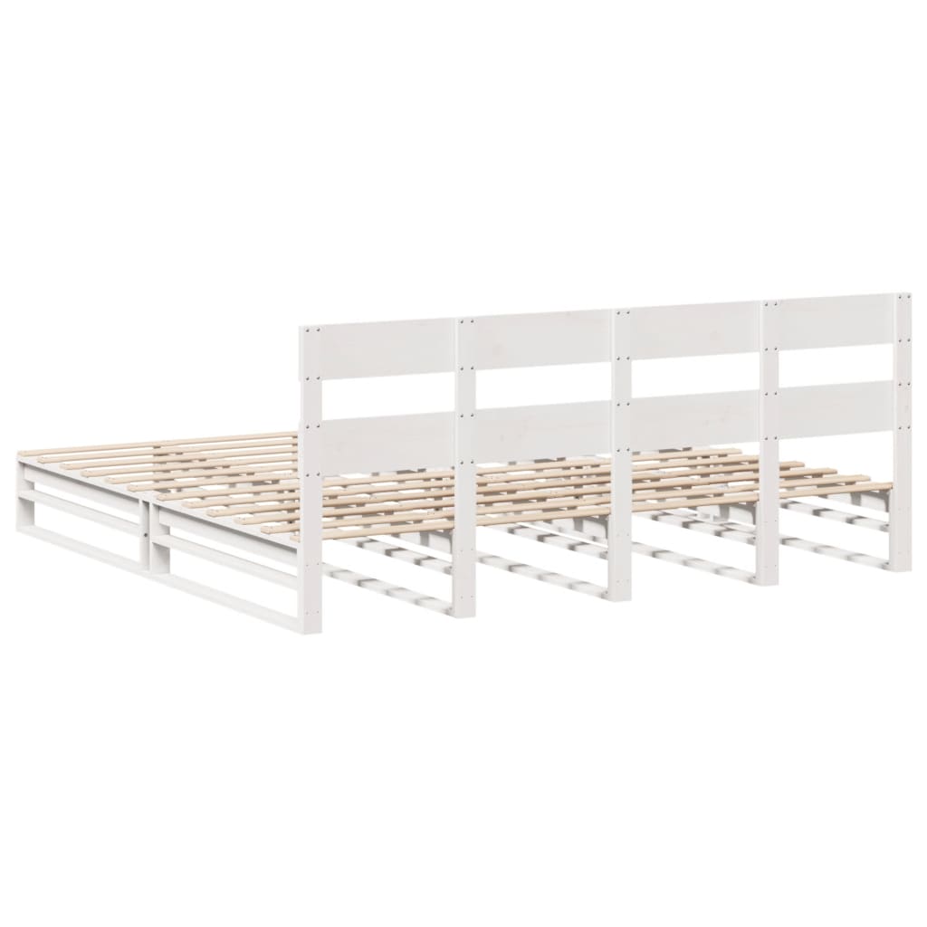 Cadre de lit sans matelas blanc 200x200 cm bois massif de pin - XIOS