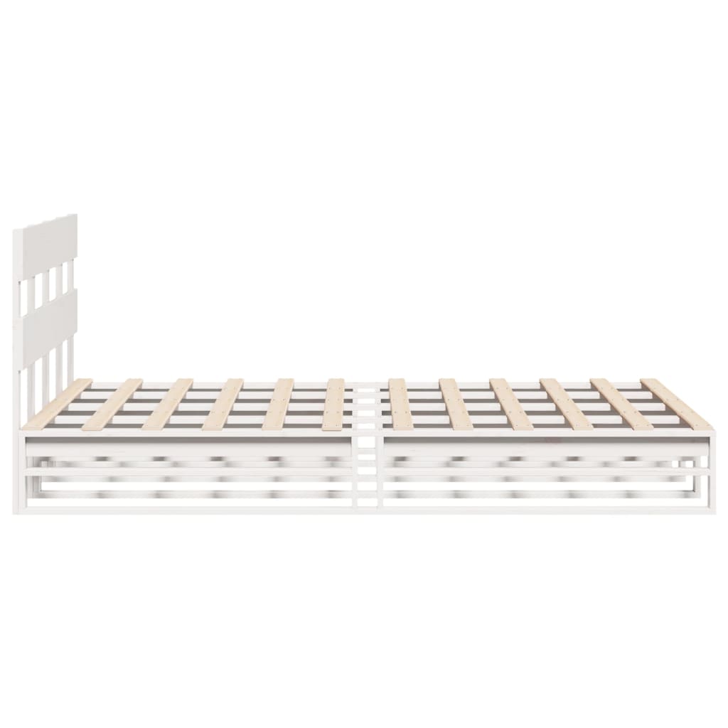 Cadre de lit sans matelas blanc 135x190 cm bois de pin massif - XIOS