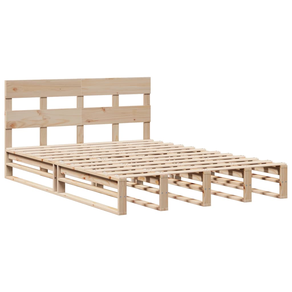 Cadre de lit sans matelas 140x190 cm bois de pin massif - XIOS