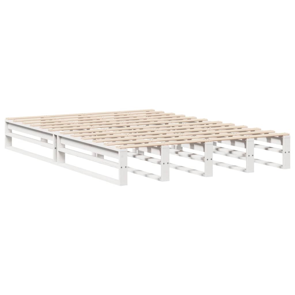 Cadre de lit sans matelas blanc 140x190 cm bois de pin massif - XIOS