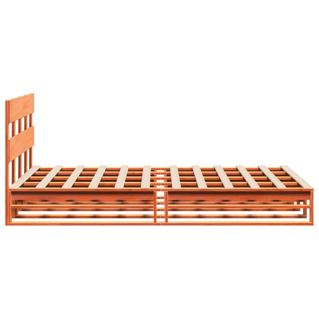 Cadre de lit sans matelas cire marron 140x190cm bois pin massif - XIOS