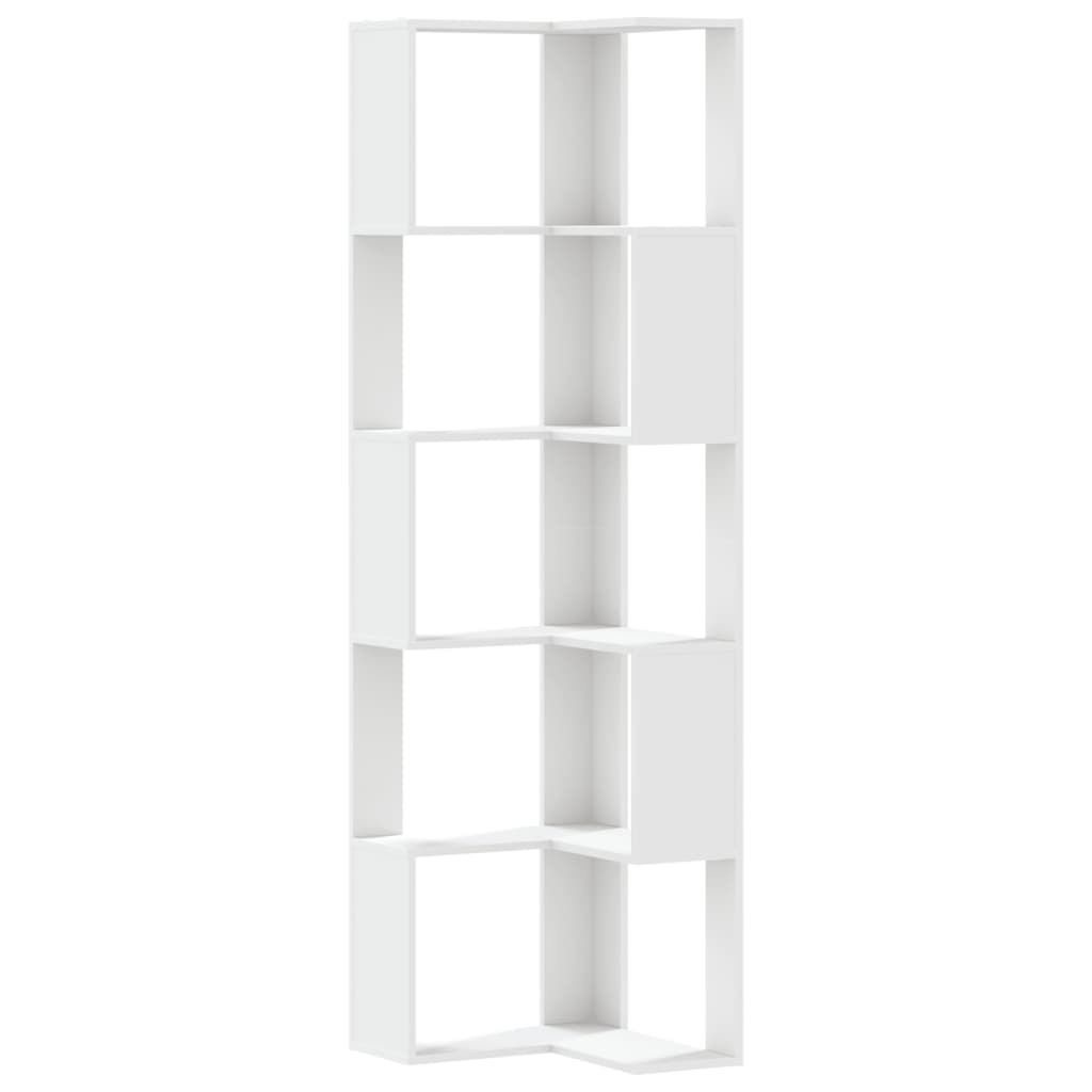 Bibliothèque d'angle à 5 niveaux blanc bois d'ingénierie - XIOS