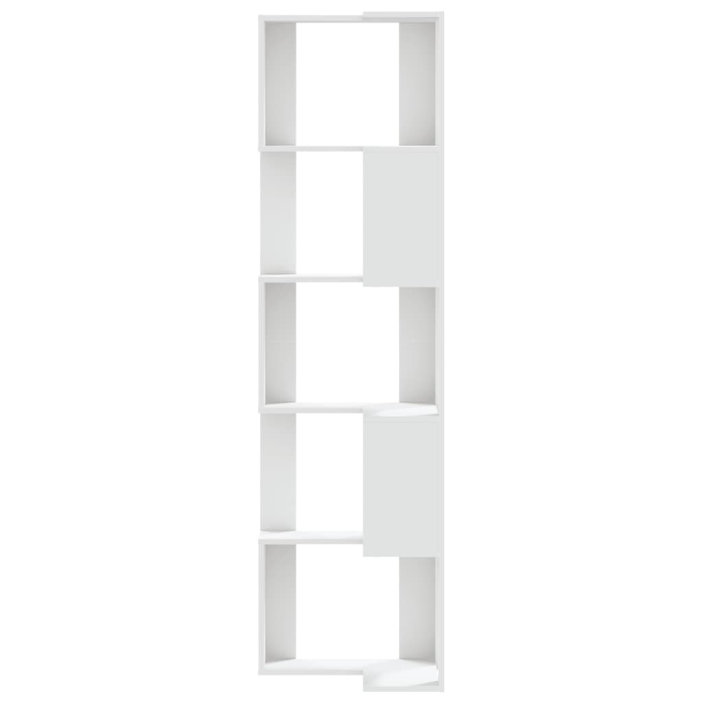 Bibliothèque d'angle à 5 niveaux blanc bois d'ingénierie - XIOS