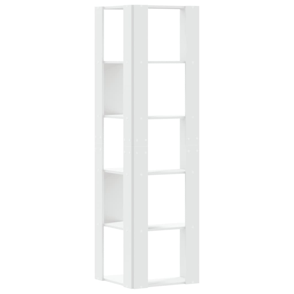 Bibliothèque d'angle à 5 niveaux blanc bois d'ingénierie - XIOS
