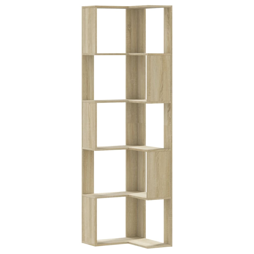 Bibliothèque d'angle à 5 niveaux chêne sonoma bois d'ingénierie - XIOS