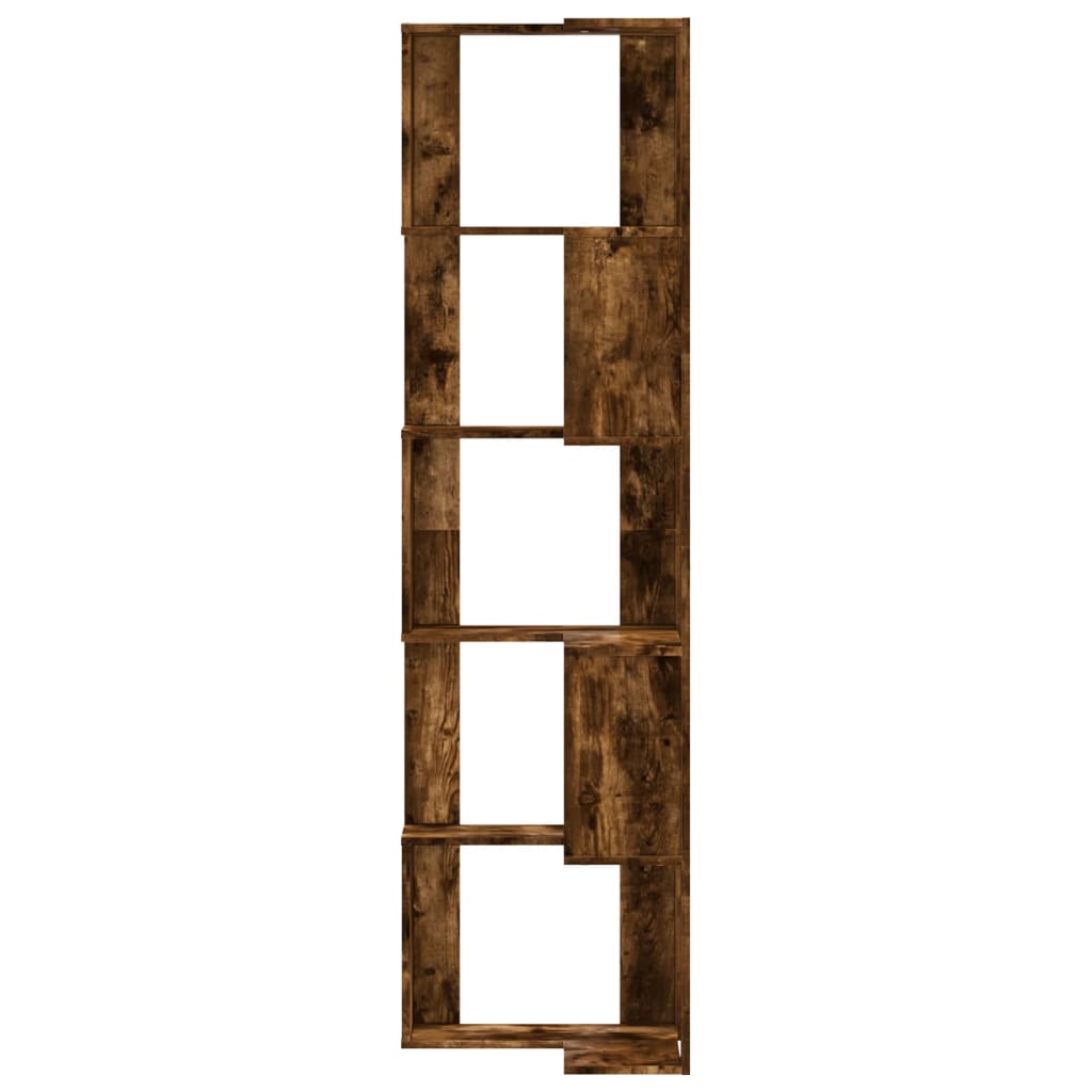 Bibliothèque d'angle à 5 niveaux chêne fumé bois d'ingénierie - XIOS