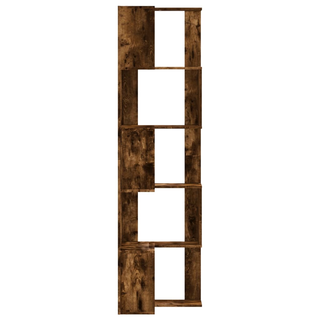 Bibliothèque d'angle à 5 niveaux chêne fumé bois d'ingénierie - XIOS