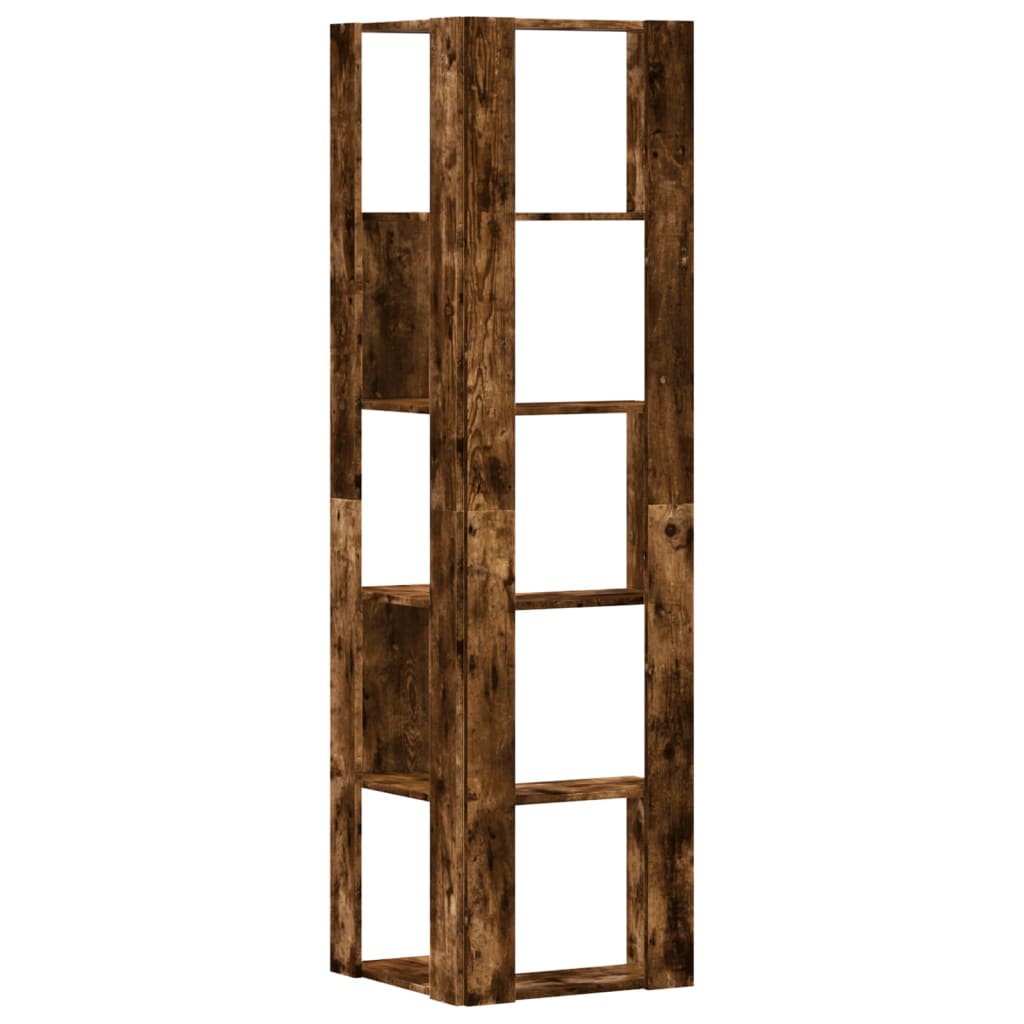 Bibliothèque d'angle à 5 niveaux chêne fumé bois d'ingénierie - XIOS