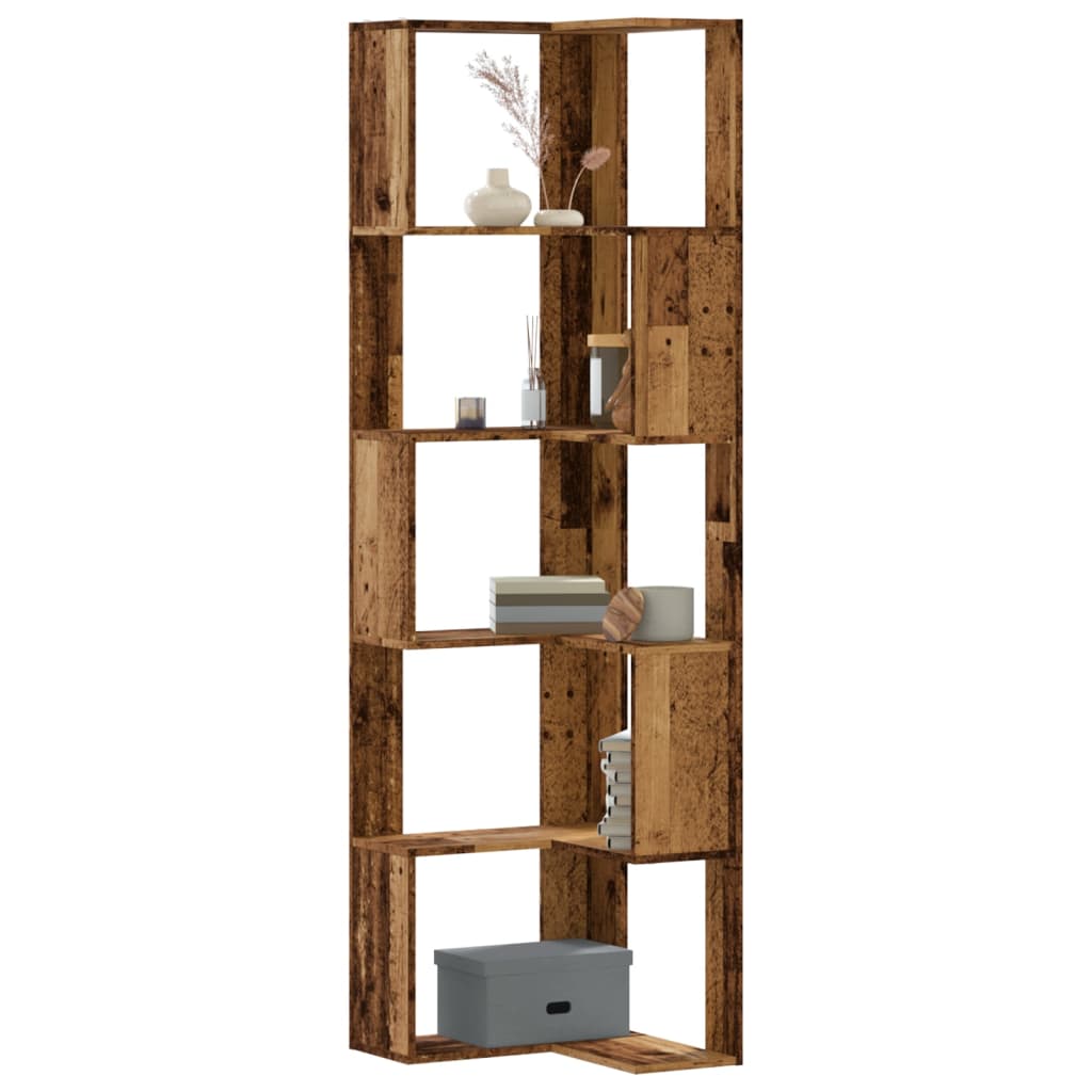Bibliothèque d'angle à 5 niveaux vieux bois bois d'ingénierie - XIOS