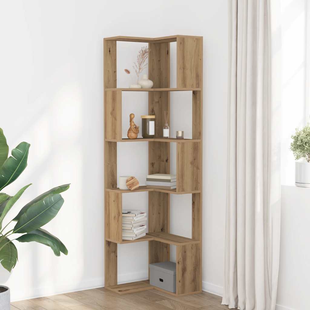 Bibliothèque d'angle 5 niveaux chêne artisanal bois ingénierie - XIOS