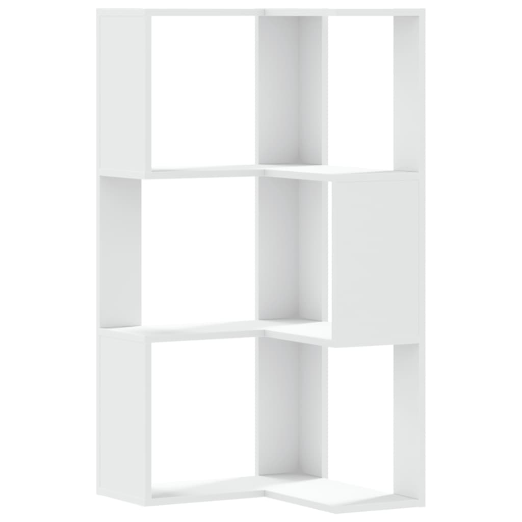 Bibliothèque d'angle à 3 niveaux blanc bois d'ingénierie - XIOS