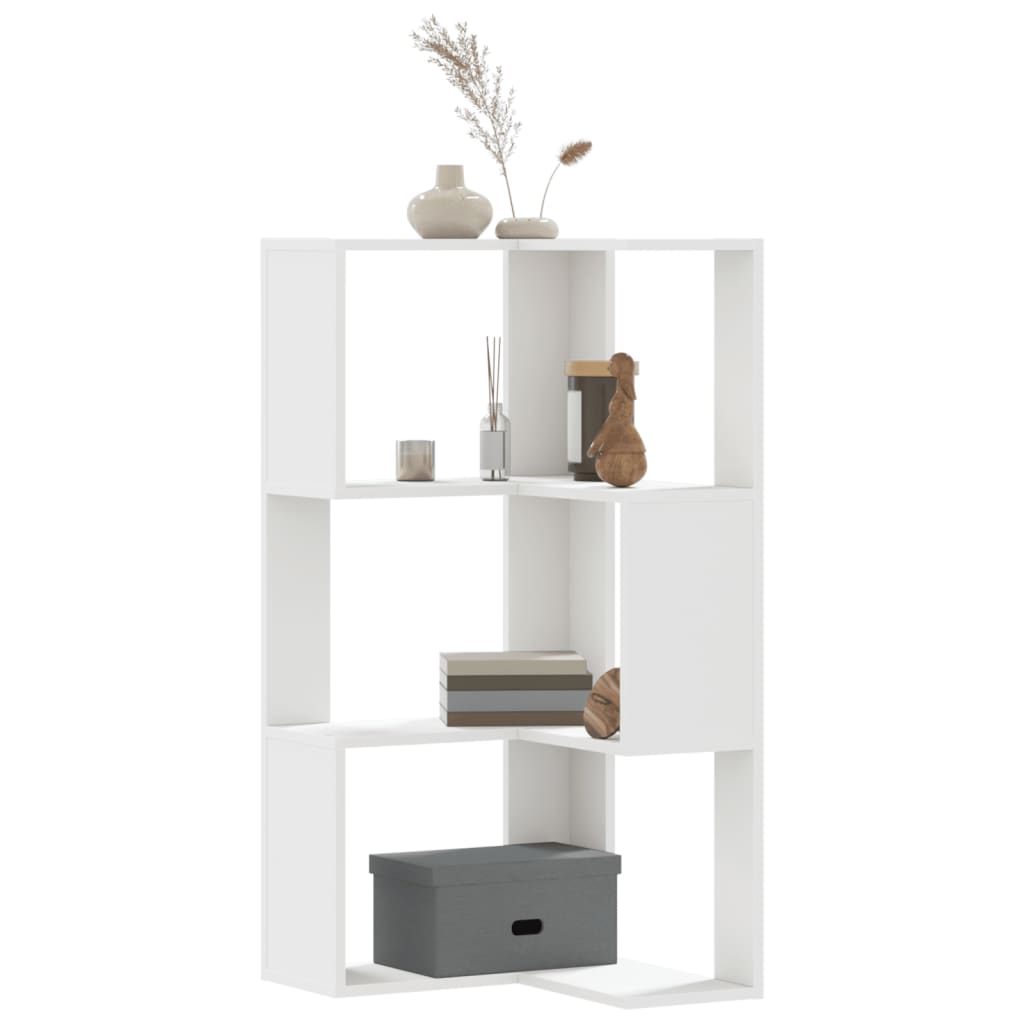 Bibliothèque d'angle à 3 niveaux blanc bois d'ingénierie - XIOS