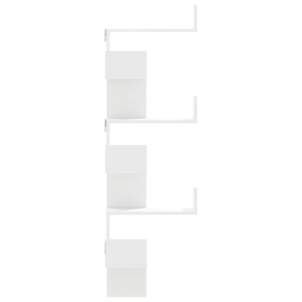 Étagère d'angle murale blanc 45x45x147 cm bois d'ingénierie - XIOS