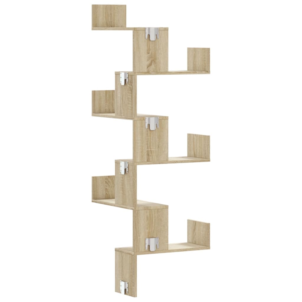 Étagère d'angle murale chêne sonoma 45x45x147cm bois ingénierie - XIOS