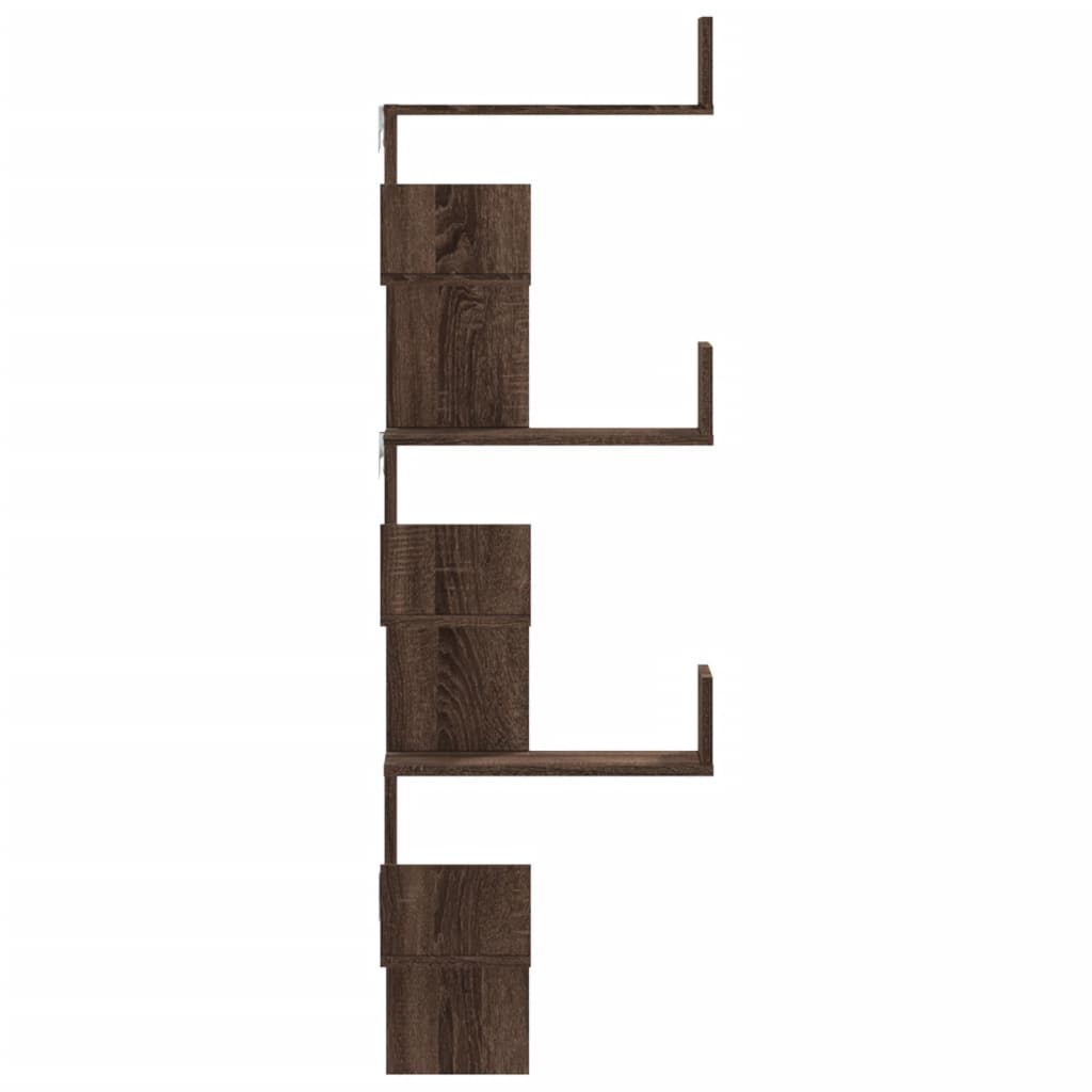 Étagère d'angle murale chêne marron 45x45x147cm bois ingénierie - XIOS