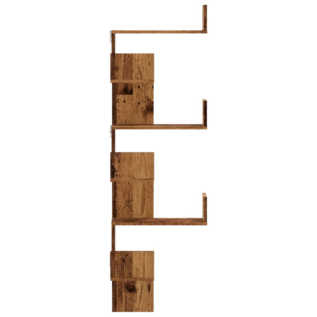 Étagère d'angle murale vieux bois 45x45x147cm bois d'ingénierie - XIOS