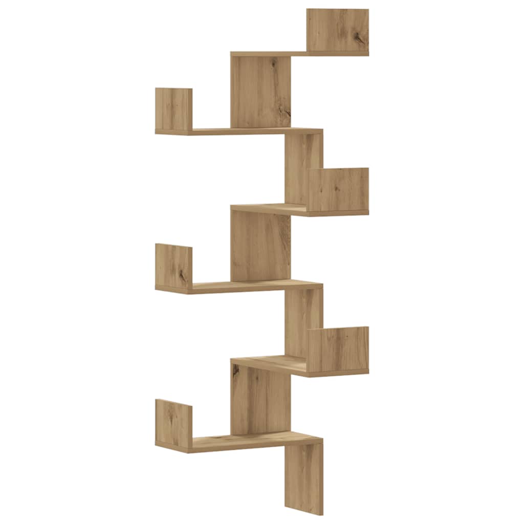 Étagère d'angle murale chêne artisanal bois d'ingénierie