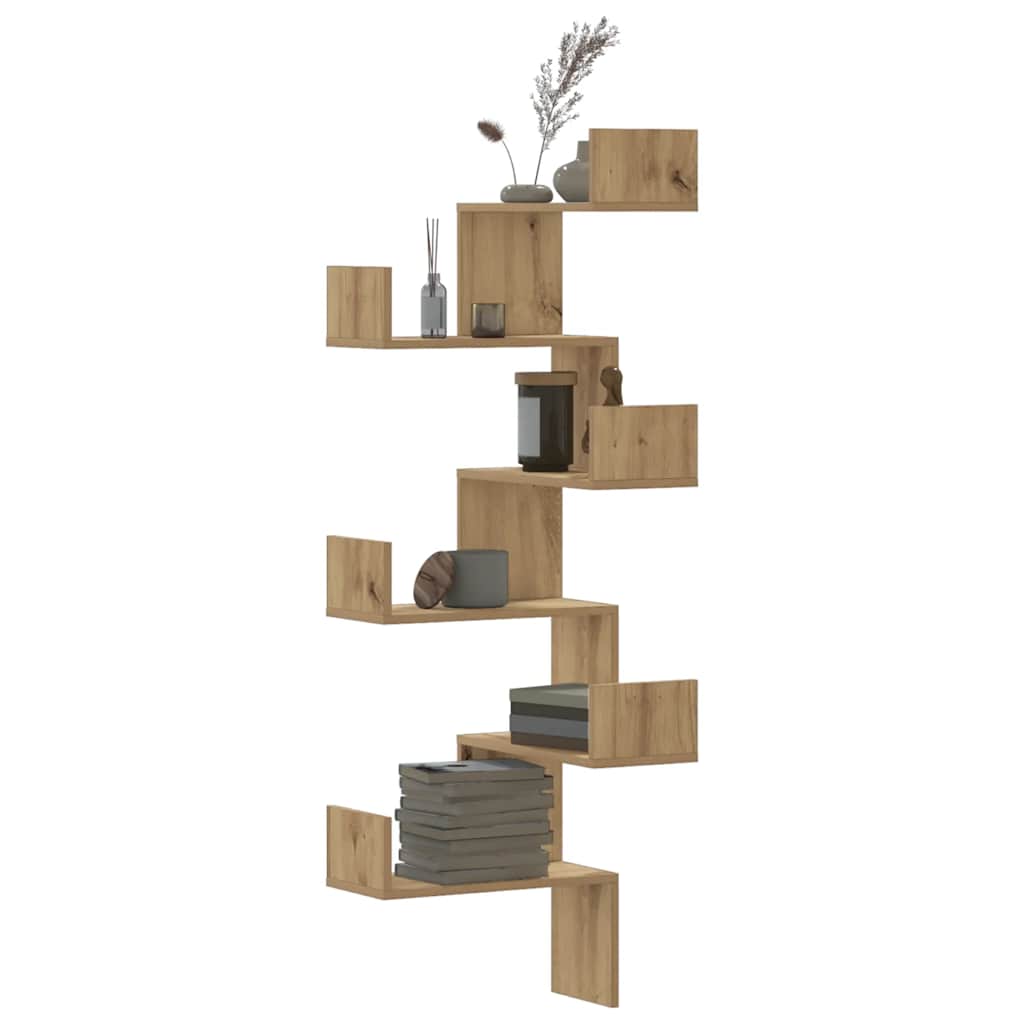 Étagère d'angle murale chêne artisanal bois d'ingénierie