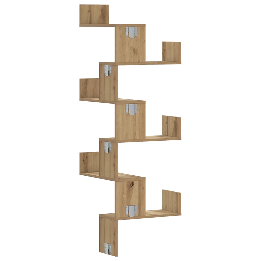Étagère d'angle murale chêne artisanal bois d'ingénierie