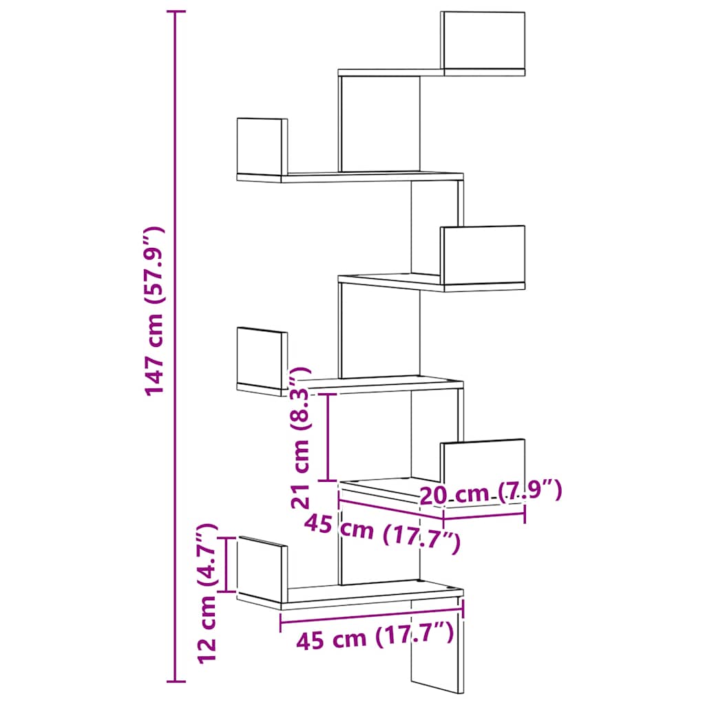 Étagère d'angle murale chêne artisanal bois d'ingénierie - XIOS