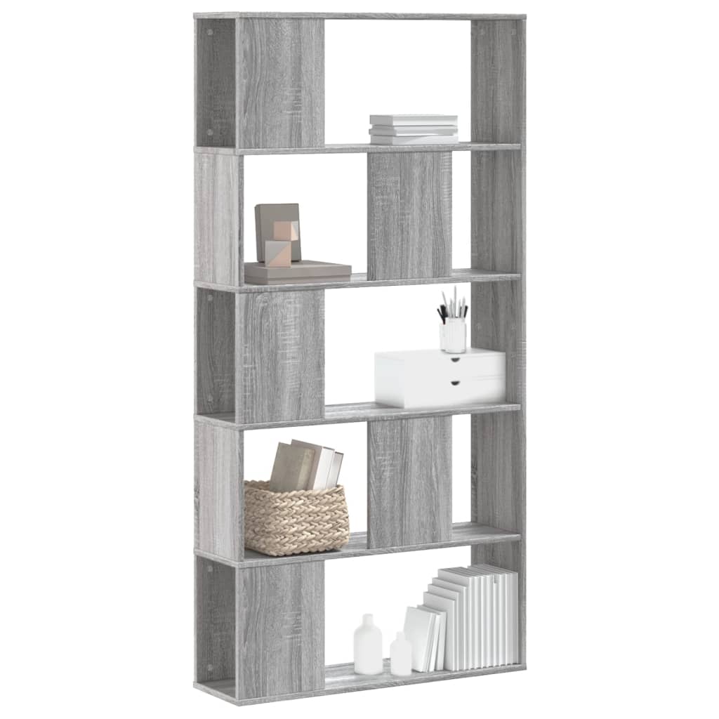Bibliothèque 5 niveaux sonoma gris bois d'ingénierie - XIOS