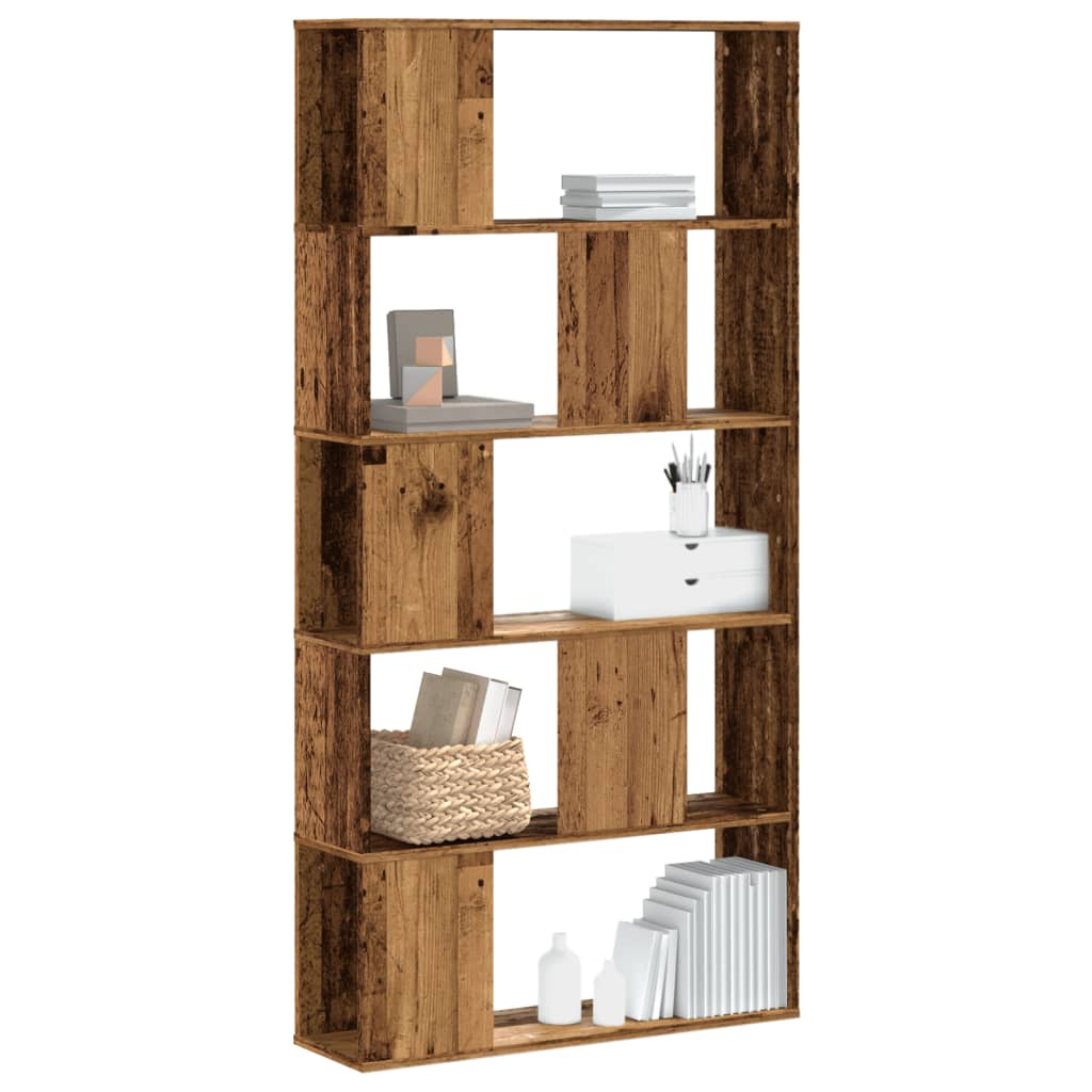 Bibliothèque 5 niveaux vieux bois bois d'ingénierie - XIOS