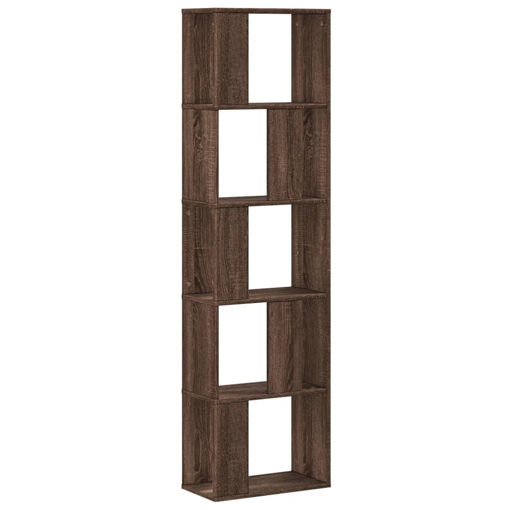Bibliothèque 5 niveaux chêne marron bois ingénierie - XIOS