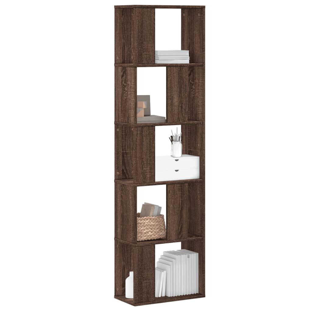 Bibliothèque 5 niveaux chêne marron bois ingénierie - XIOS