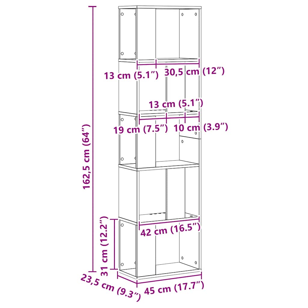 Bibliothèque 5 niveaux chêne artisanal bois ingénierie - XIOS