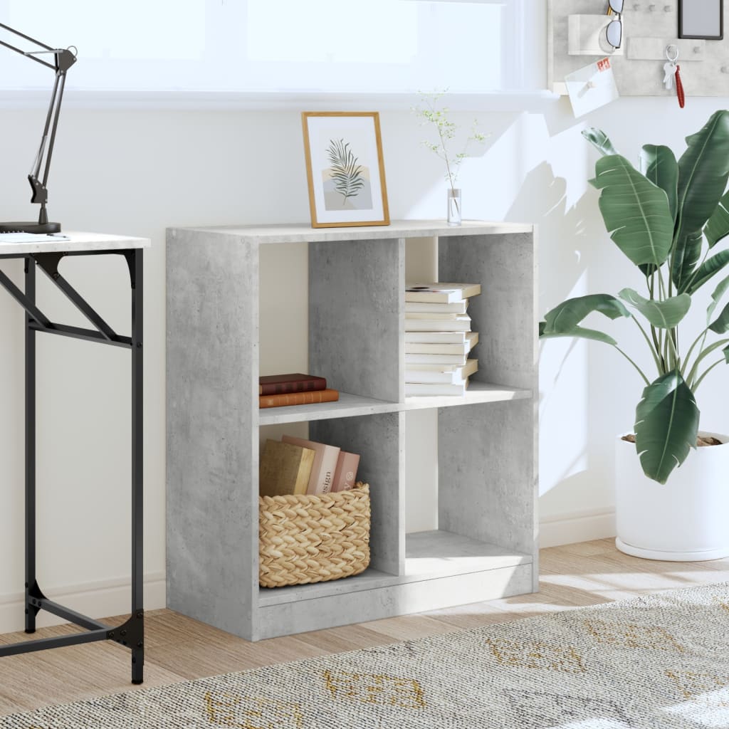 Bibliothèque gris béton 68,5x32x75 cm bois d'ingénierie - XIOS