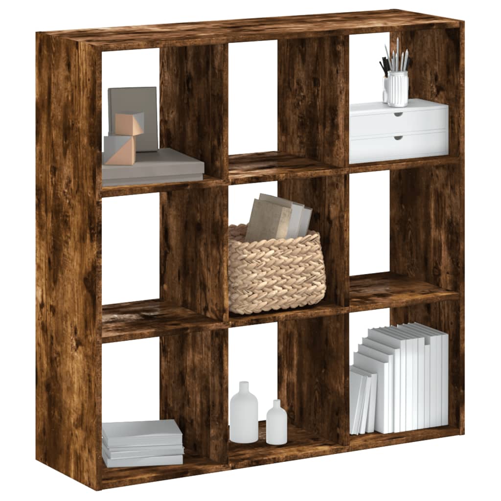 Bibliothèque chêne fumé 102x32x102 cm bois d'ingénierie - XIOS