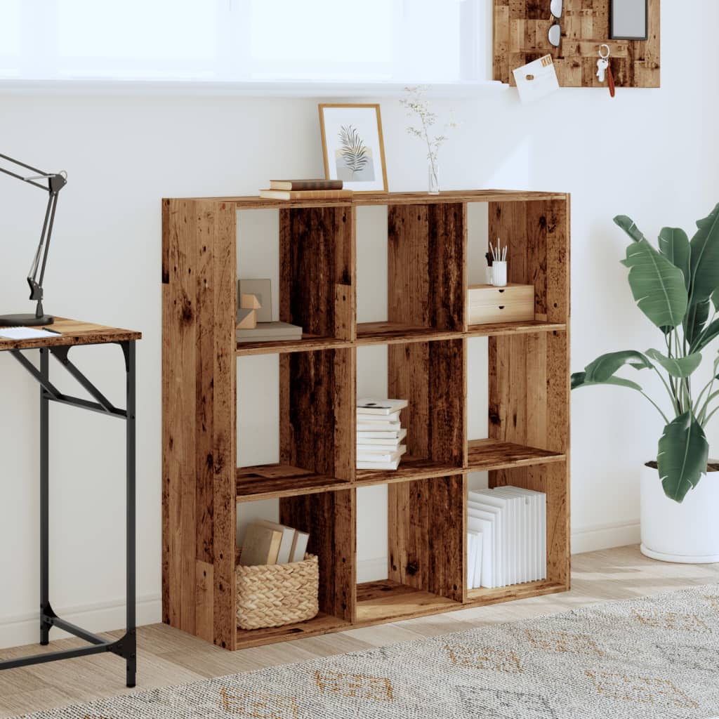 Bibliothèque vieux bois 102x32x102 cm bois d'ingénierie - XIOS