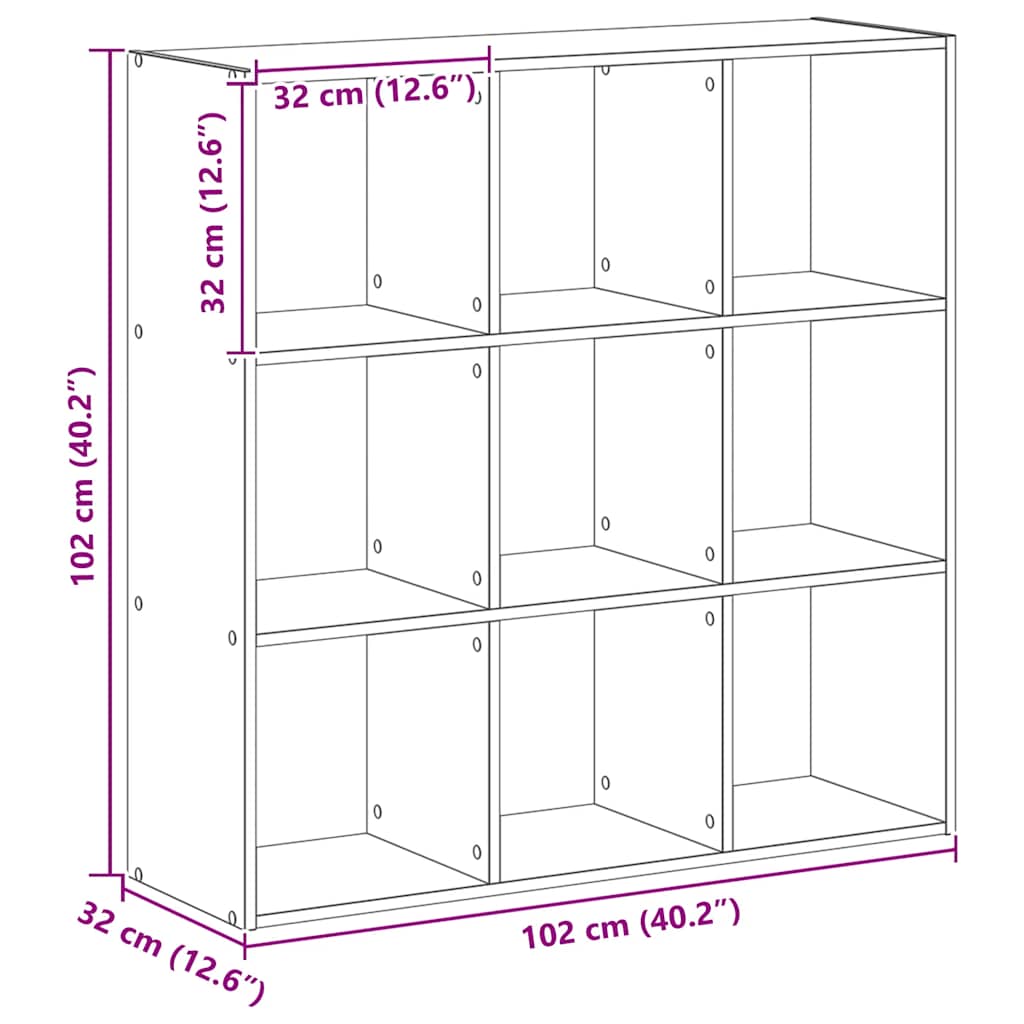 Bibliothèque chêne artisanal 102x32x102 cm bois d'ingénierie - XIOS