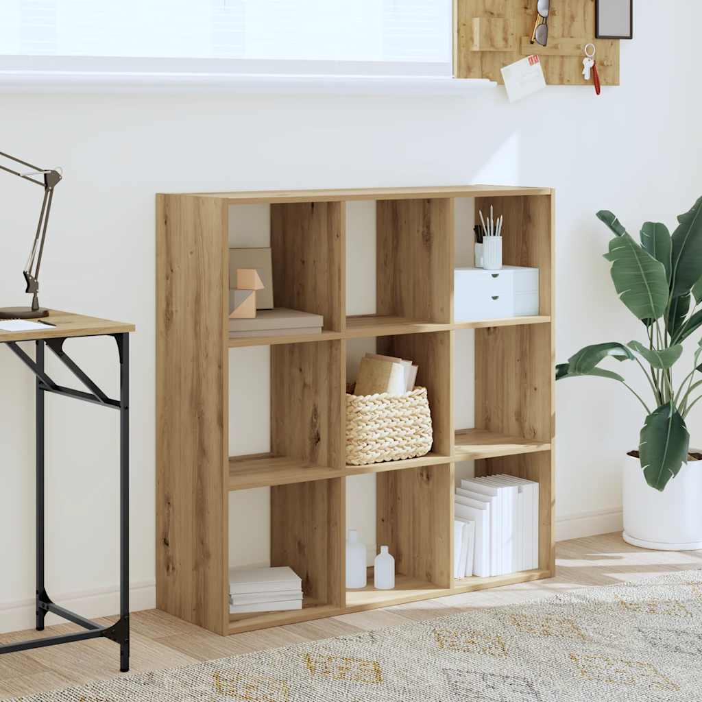 Bibliothèque chêne artisanal 102x32x102 cm bois d'ingénierie - XIOS