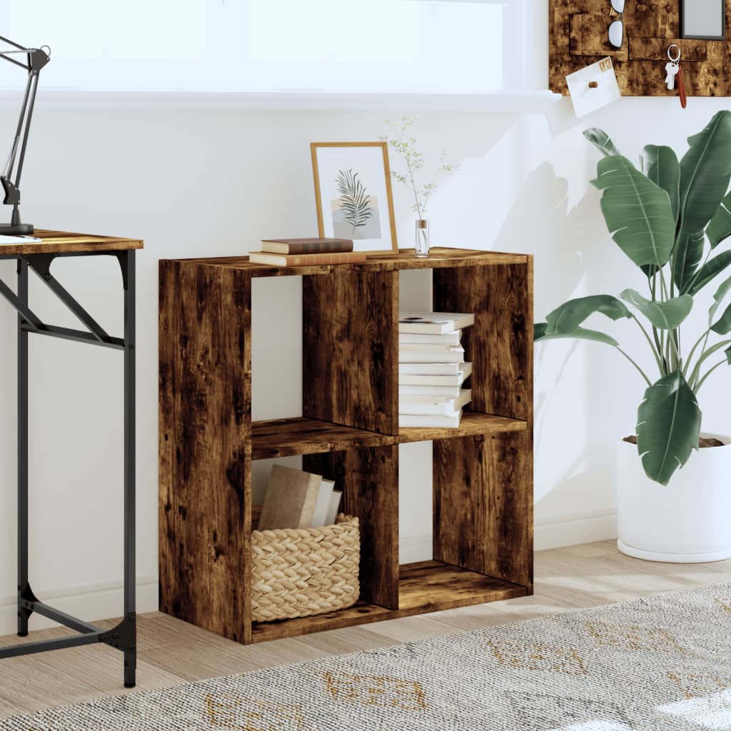 Bibliothèque chêne fumé 68,5x32x68,5 cm bois d'ingénierie - XIOS