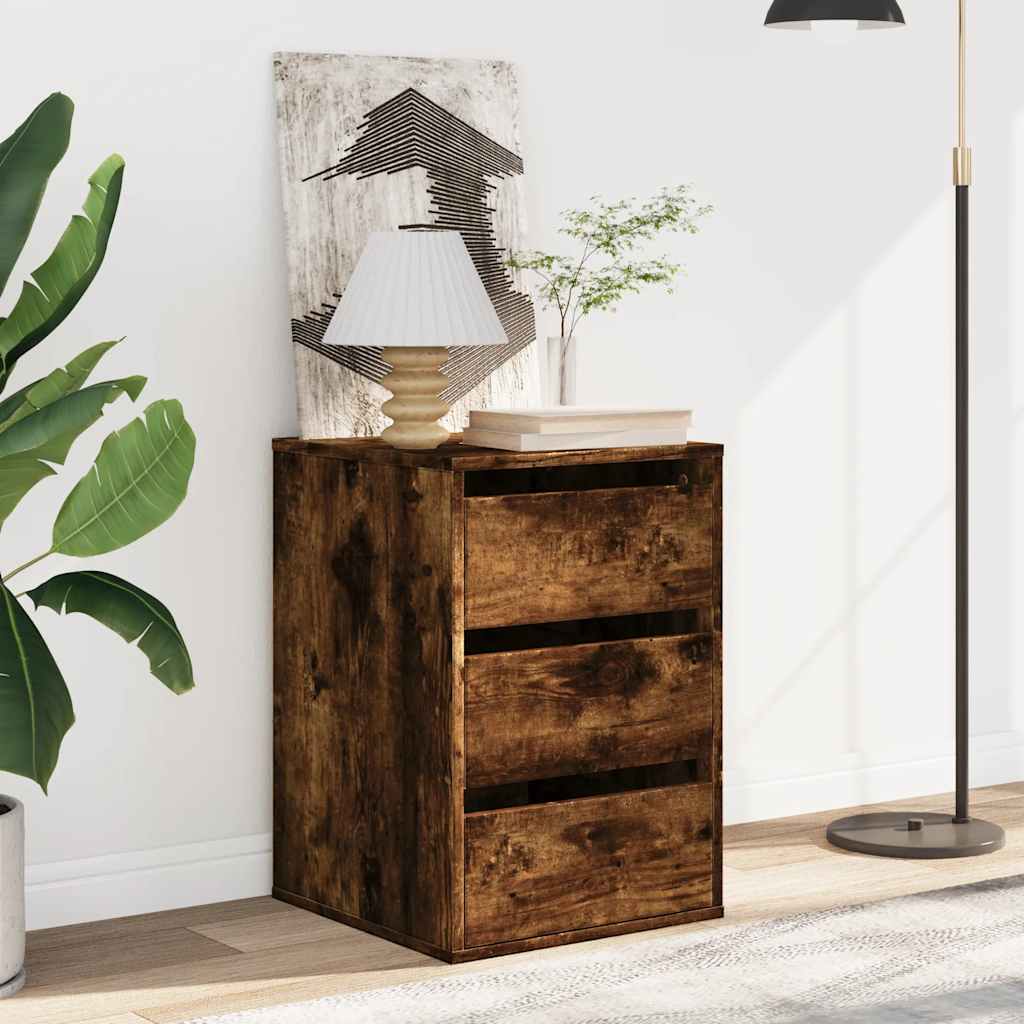 Commode d'angle chêne fumé 40x41x58 cm bois d'ingénierie - XIOS