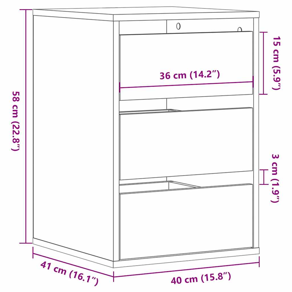 Commode d'angle chêne fumé 40x41x58 cm bois d'ingénierie - XIOS