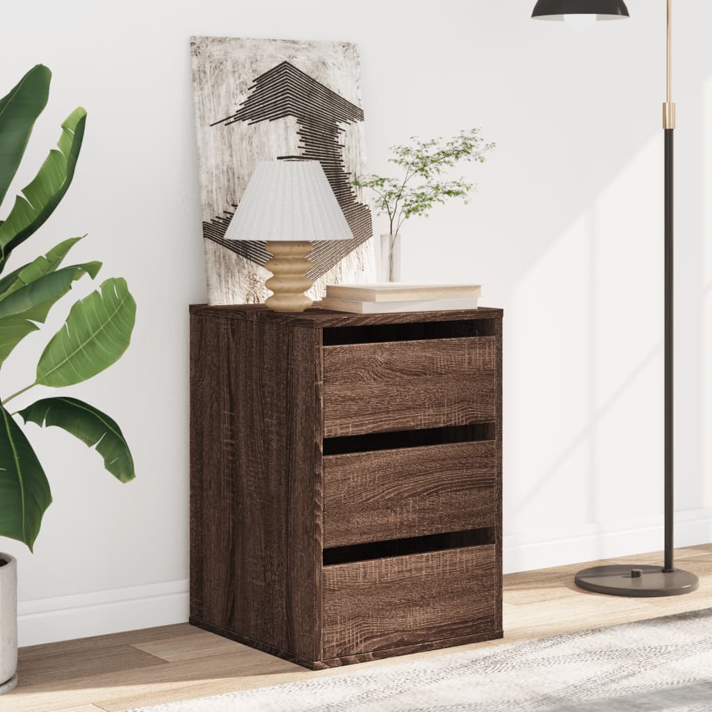 Commode d'angle chêne marron 40x41x58 cm bois d'ingénierie - XIOS