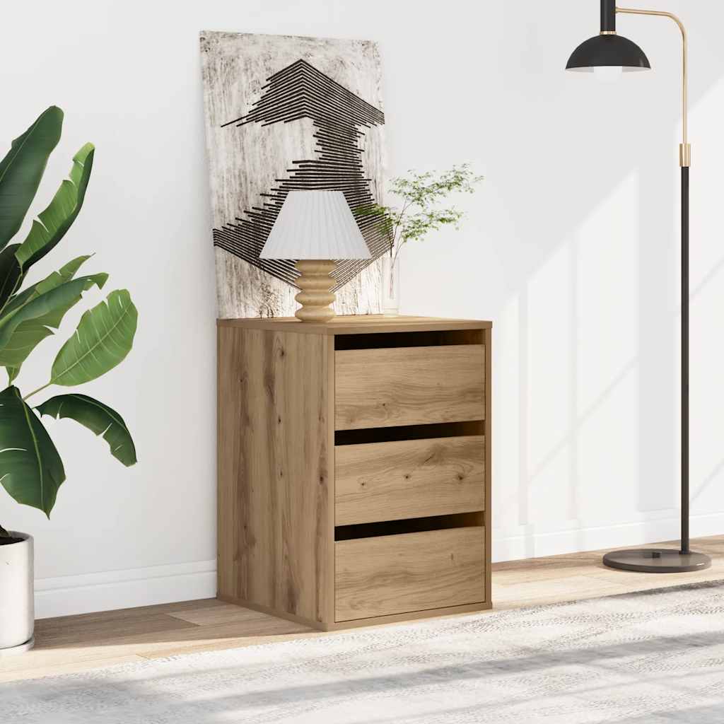 Commode d'angle chêne artisanal 40x41x58 cm bois d'ingénierie - XIOS